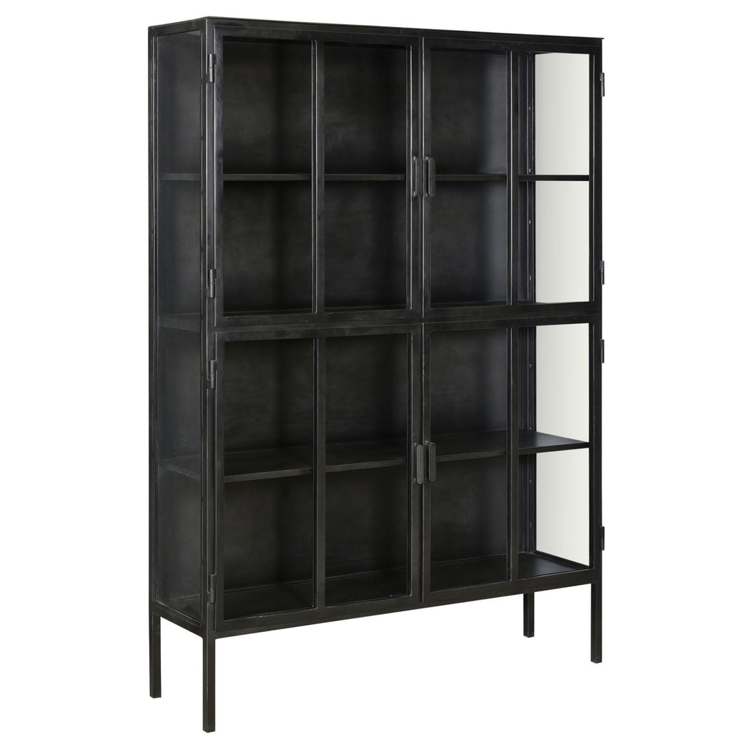 Ronan Glass Door Storage Cabinet, three-quarter studio view