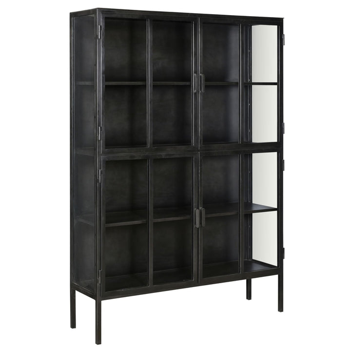 Ronan Glass Door Storage Cabinet, three-quarter studio view