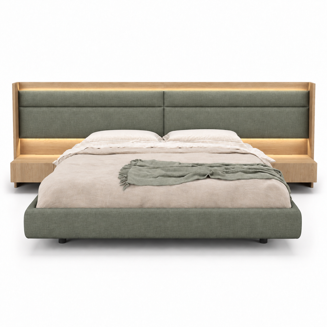 Roman Bed with Integrated Nightstands Huppe