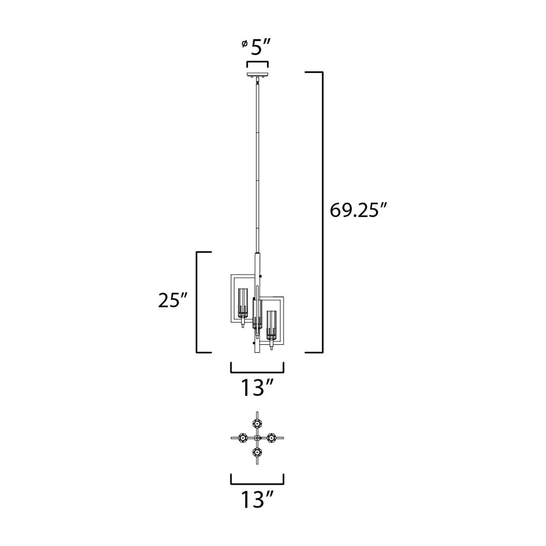 Flambeau 4-Light Chandelier by Studio M Lighting – line drawing