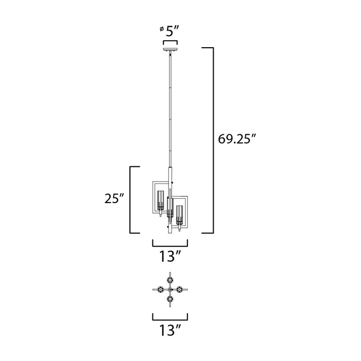 Flambeau 4-Light Chandelier by Studio M Lighting – line drawing