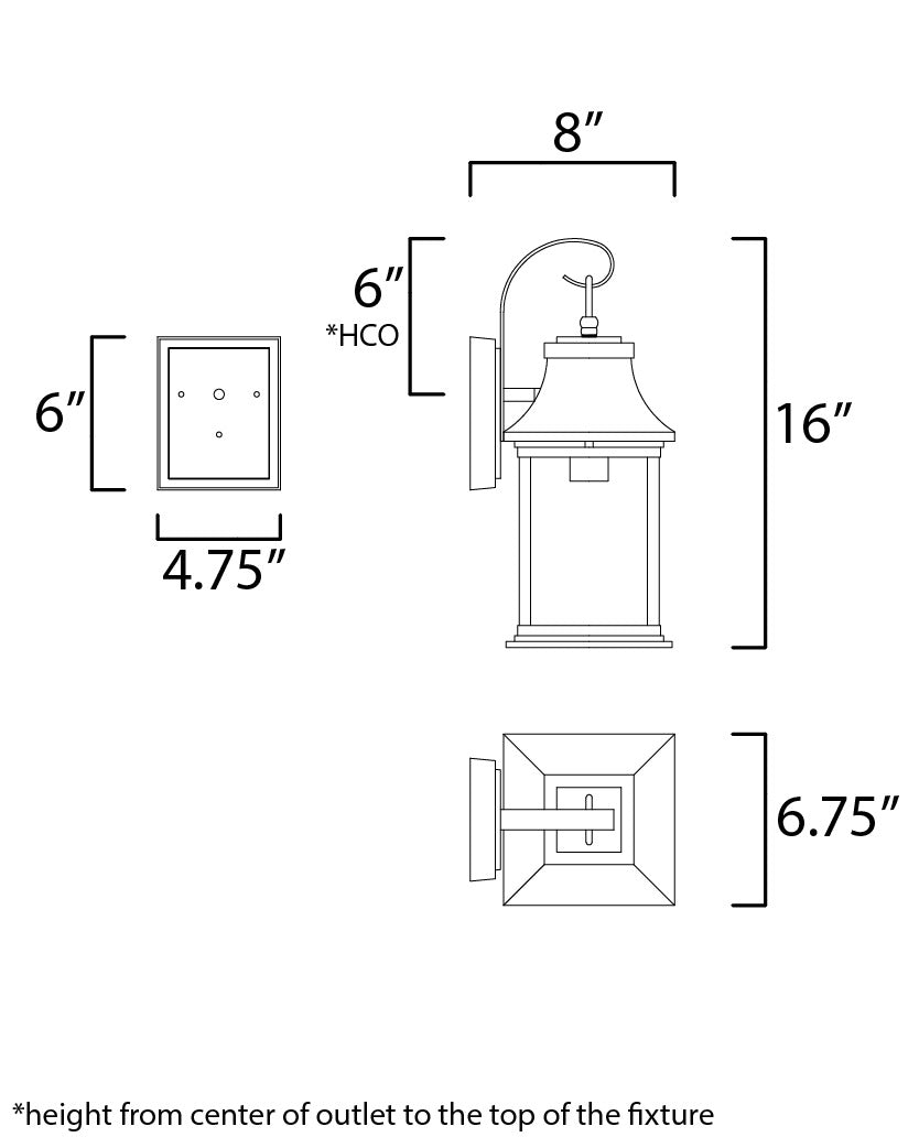 Vicksburg Small Outdoor Wall Sconce by Studio M Lighting – line drawing