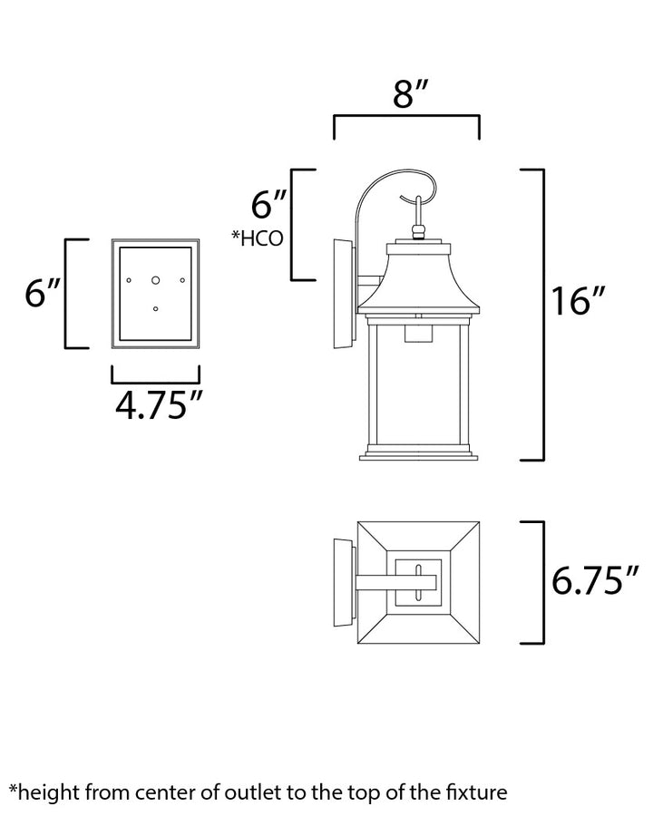 Vicksburg Small Outdoor Wall Sconce by Studio M Lighting – line drawing