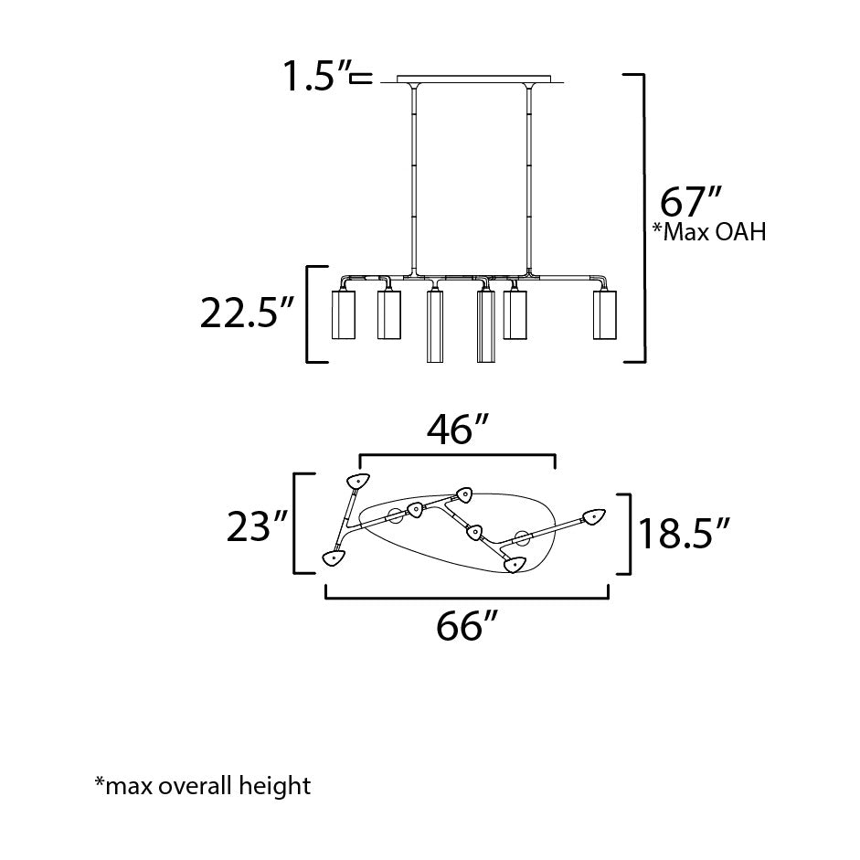 Tropo 7-Light LED Pendant by Studio M Lighting – line drawing