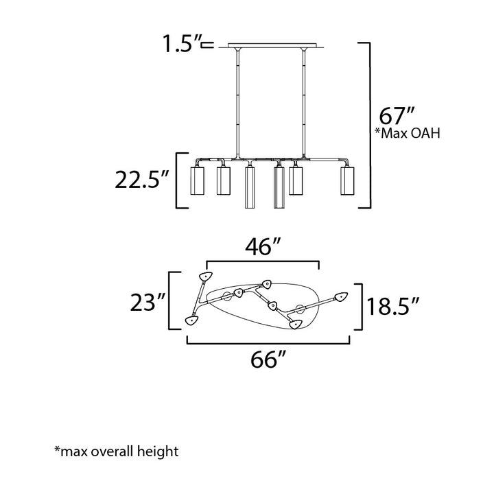 Tropo 7-Light LED Pendant by Studio M Lighting – line drawing