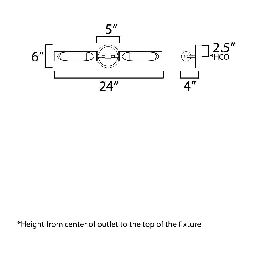 Regent 2-Light Bath Vanity by Studio M Lighting – line drawing