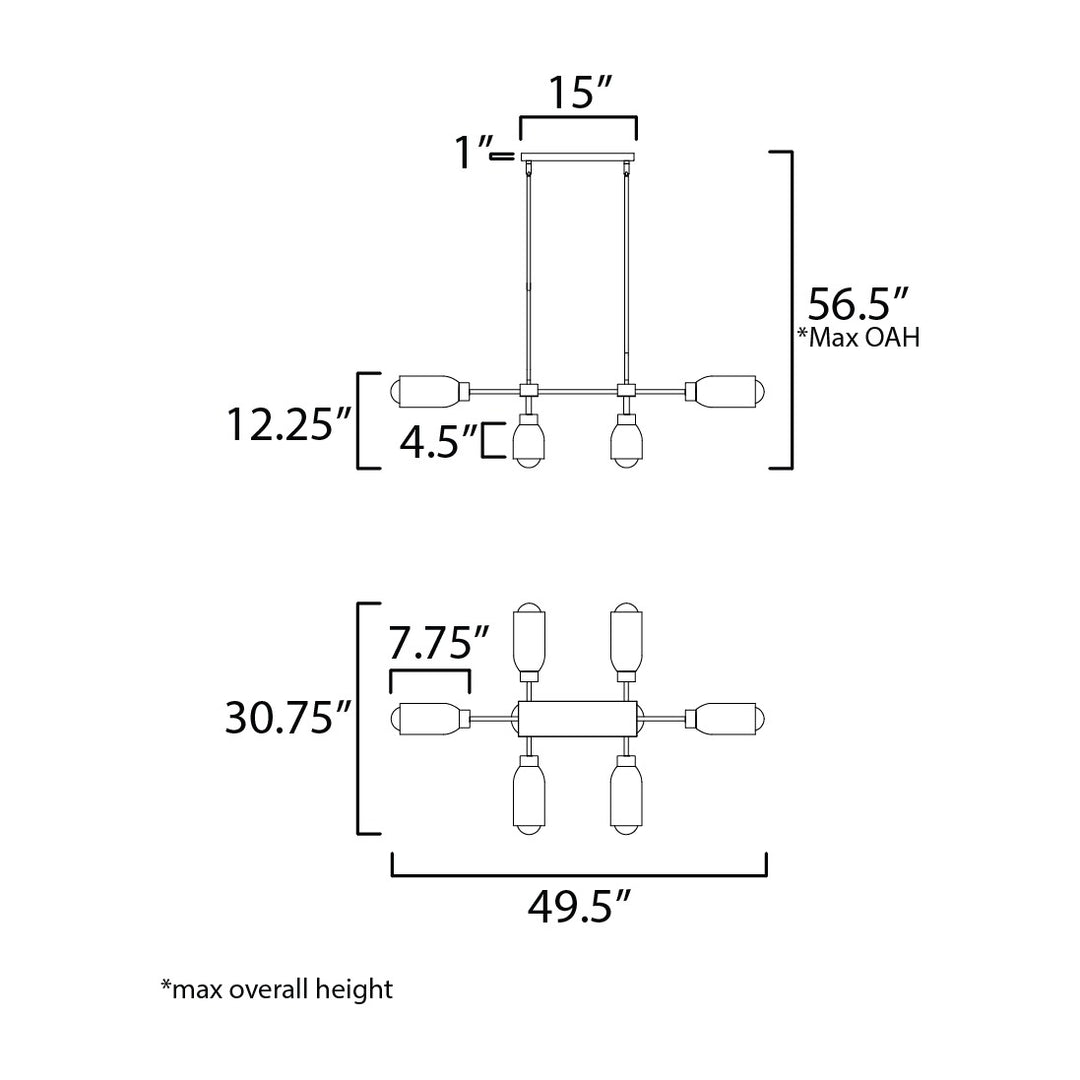 Pompeii 8-Light Pendant by Studio M Lighting – line drawing