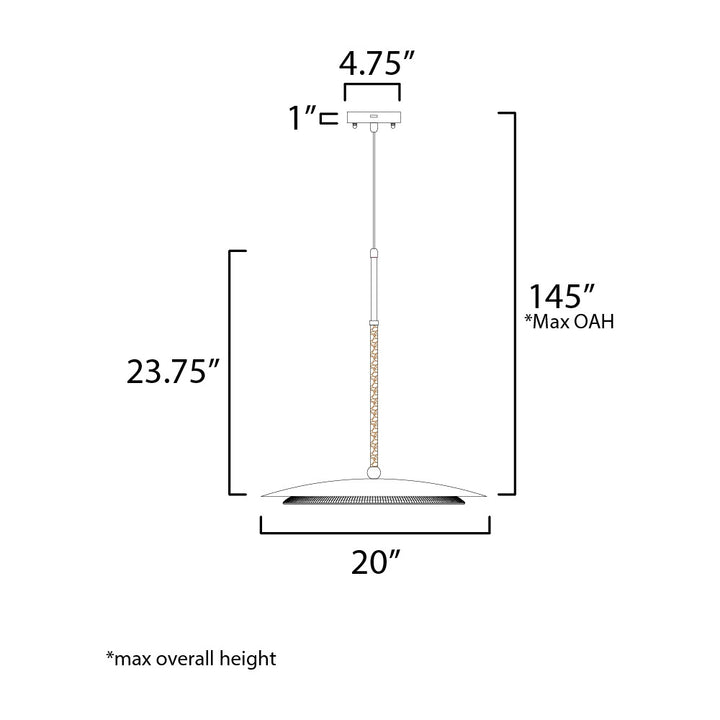 Prismatic 20" LED Pendant by Studio M Lighting – line drawing