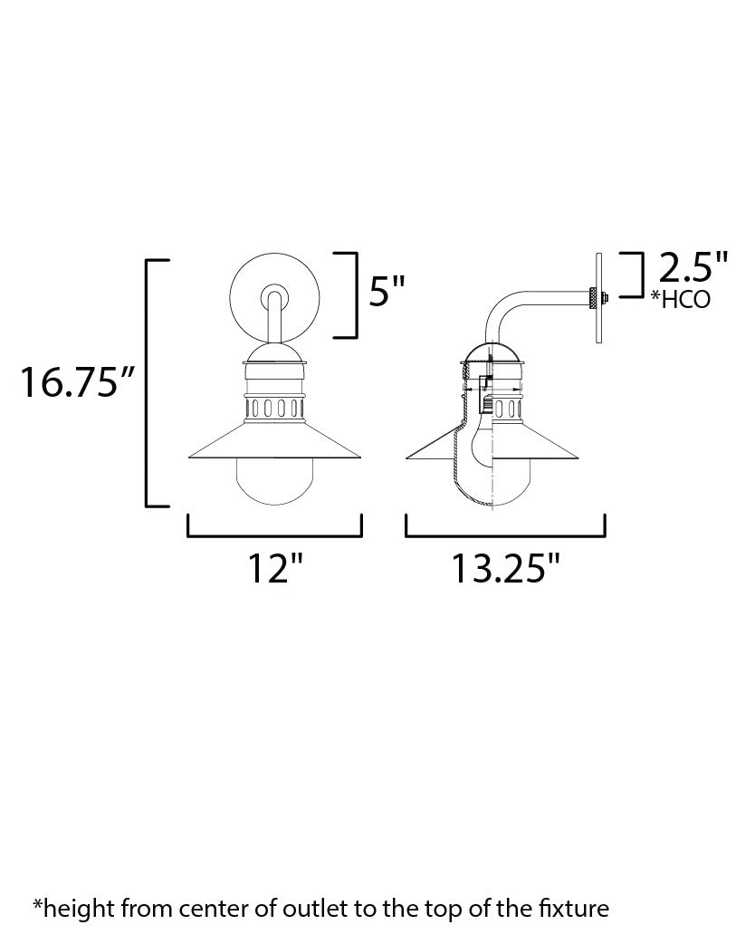 Admiralty 1-Light Outdoor Wall Sconce 365124 by Studio M Lighting – line drawing