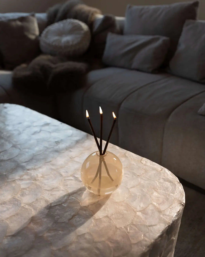 Neva Candle Set — Copper / Pampas — lifestyle
