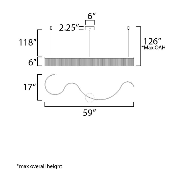 Sonata 59" LED Pendant by Studio M Lighting – line drawing