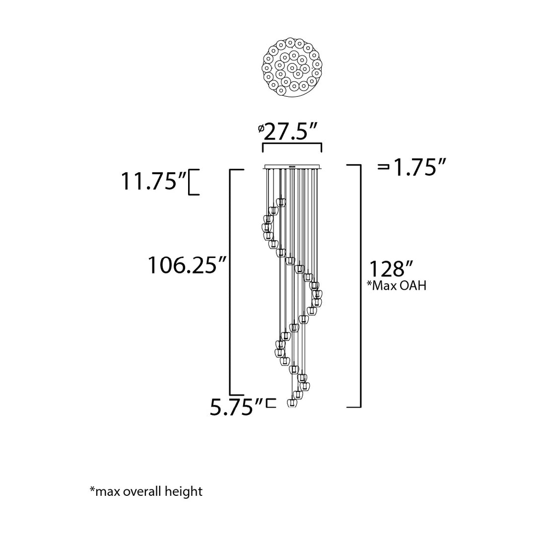 Newton LED 25-Light Pendant by Studio M Lighting – line drawing