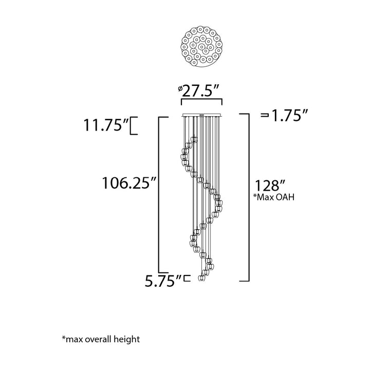 Newton LED 25-Light Pendant by Studio M Lighting – line drawing