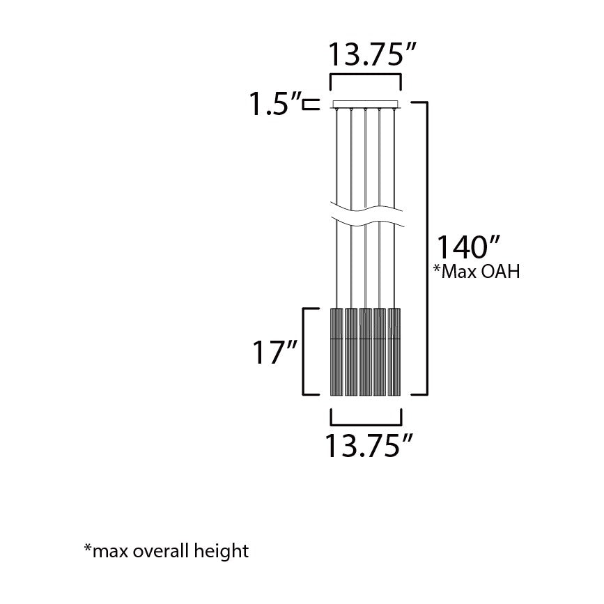 Reeds 5-Light LED Pendant by Studio M Lighting – line drawing
