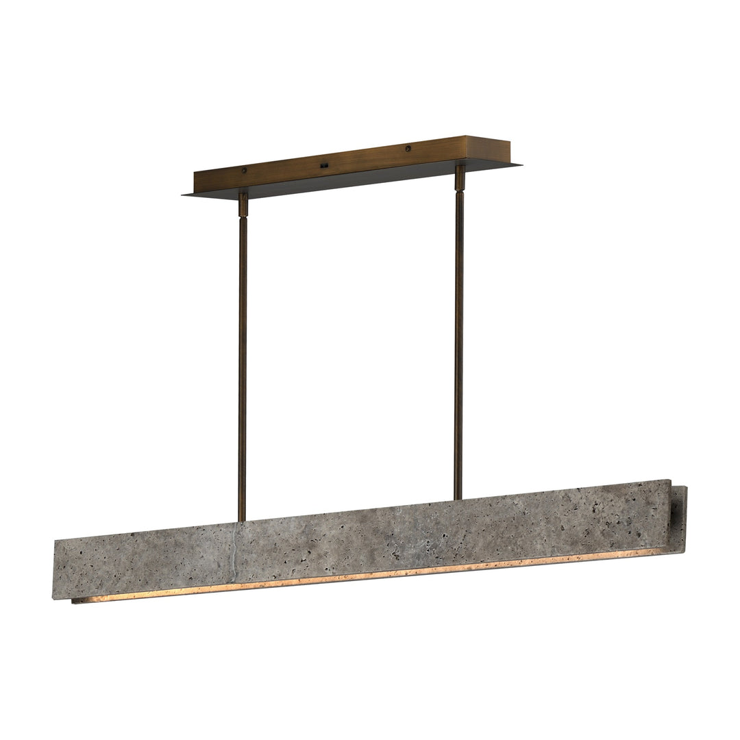 Lintel 47 LED Linear Stone Pendant by Studio M Lighting in Titanium Travertine / Bronze