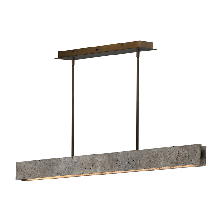 Lintel 47 LED Linear Stone Pendant by Studio M Lighting in Titanium Travertine / Bronze