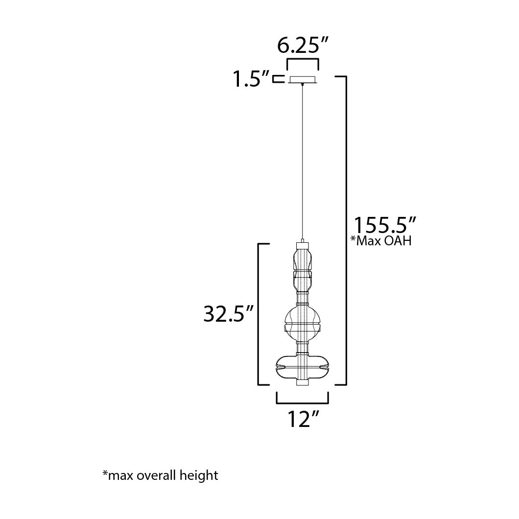 Gusto 33" LED Single Pendant by Studio M Lighting – line drawing