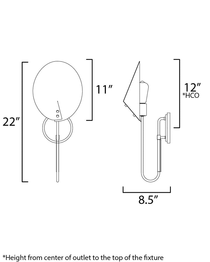 Cavalier 1-Light Wall Sconce by Studio M Lighting – line drawing
