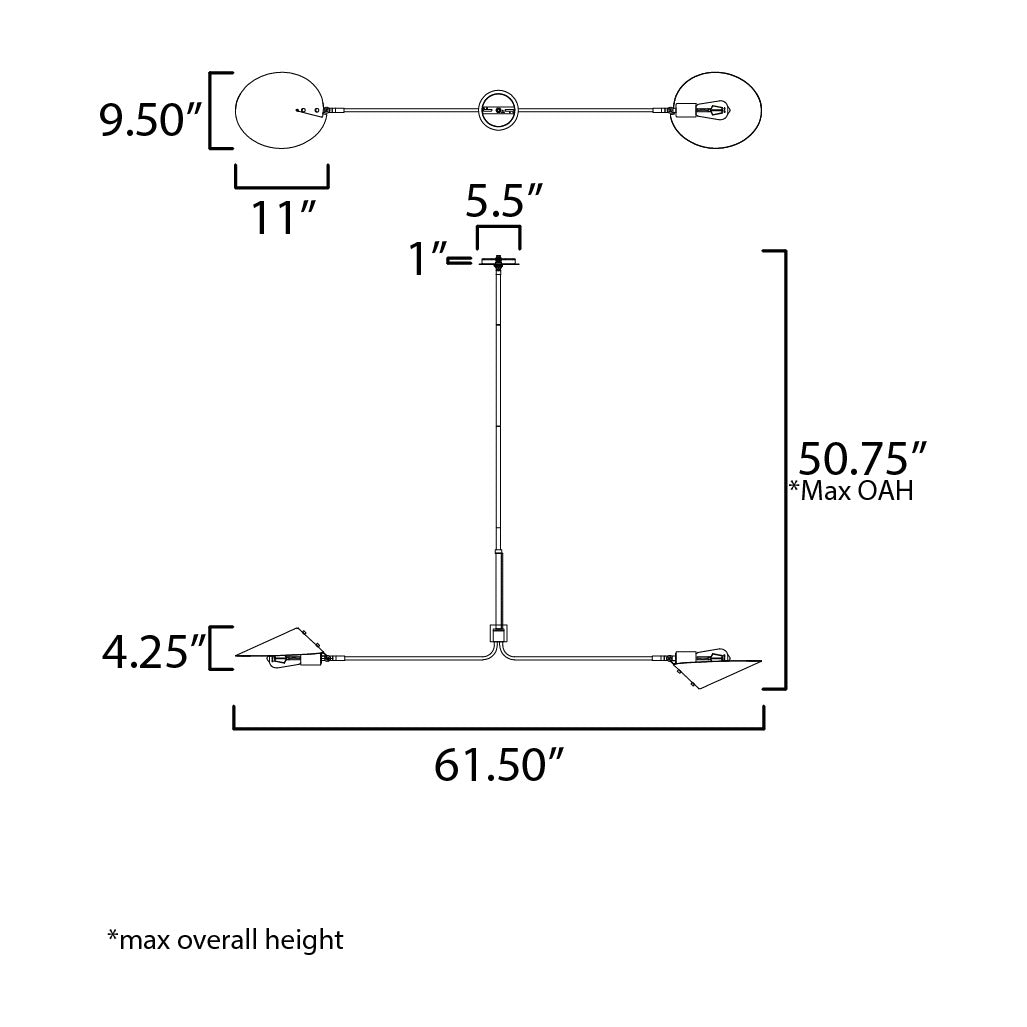 Cavalier 2-Light Pendant by Studio M Lighting – line drawing