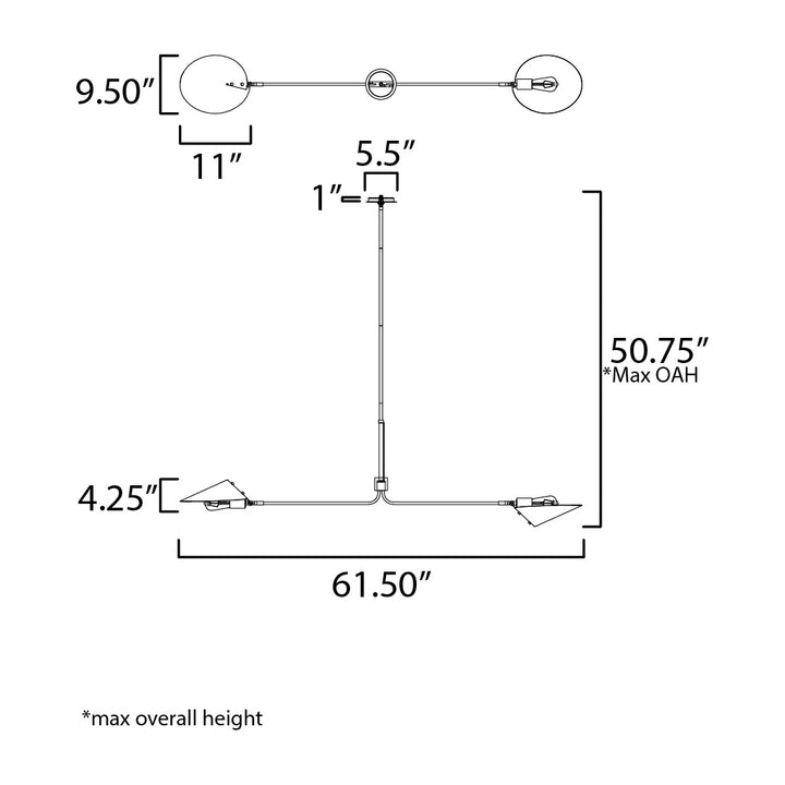 Cavalier 2-Light Pendant by Studio M Lighting – line drawing