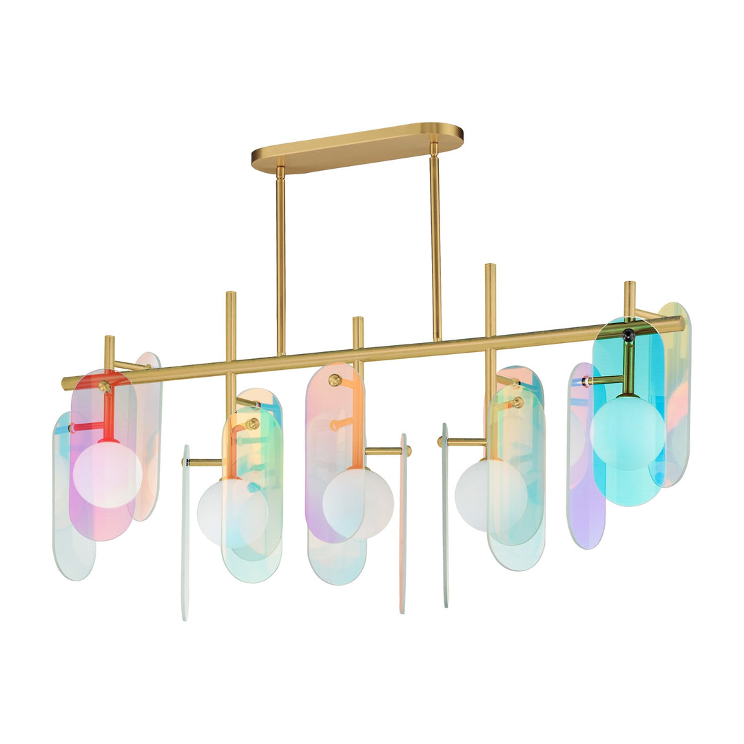 Megalith - Glass Megalith 5-Light Linear by Studio M Lighting in Natural Aged Brass