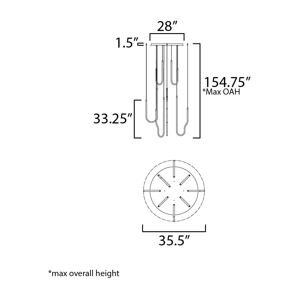 Soleil 8-Light LED Pendant by Studio M Lighting – line drawing