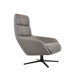 Barcelona Lounge Oval Swivel Armchair — grey PPM, black powder oval memory-swivel base