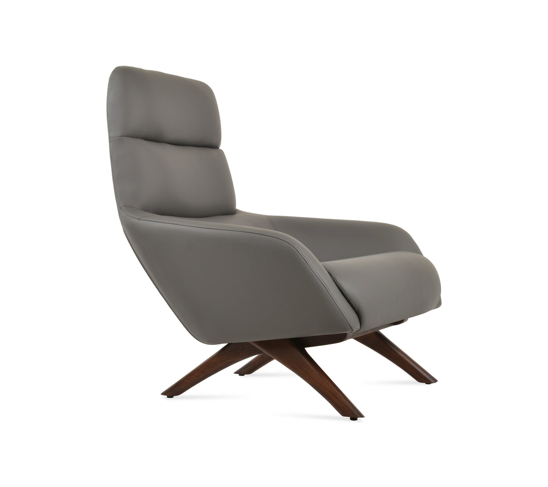 Barcelona Lounge X-Wood Armchair — grey PPM, walnut finish X-wood base