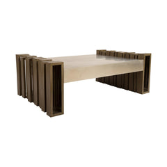 Barcode Coffee Table, Mahogany, Stainless Steel by Phillips Collection — centered product view