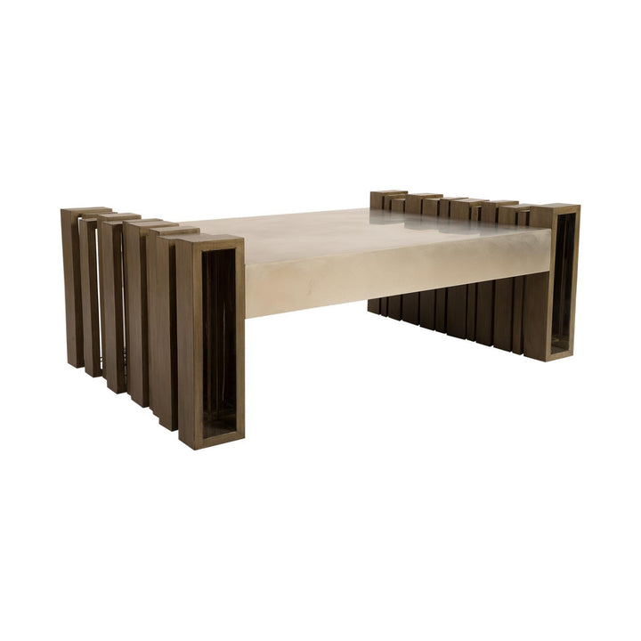 Barcode Coffee Table, Mahogany, Stainless Steel by Phillips Collection — centered product view