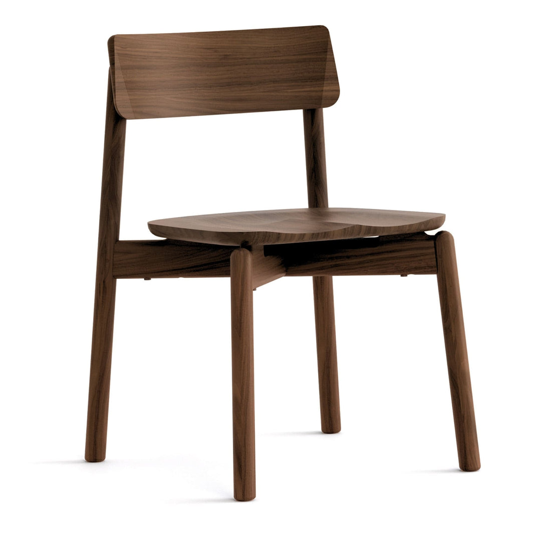 Baton Stackable Chair in natural walnut on white