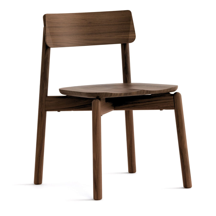 Baton Stackable Chair in natural walnut on white