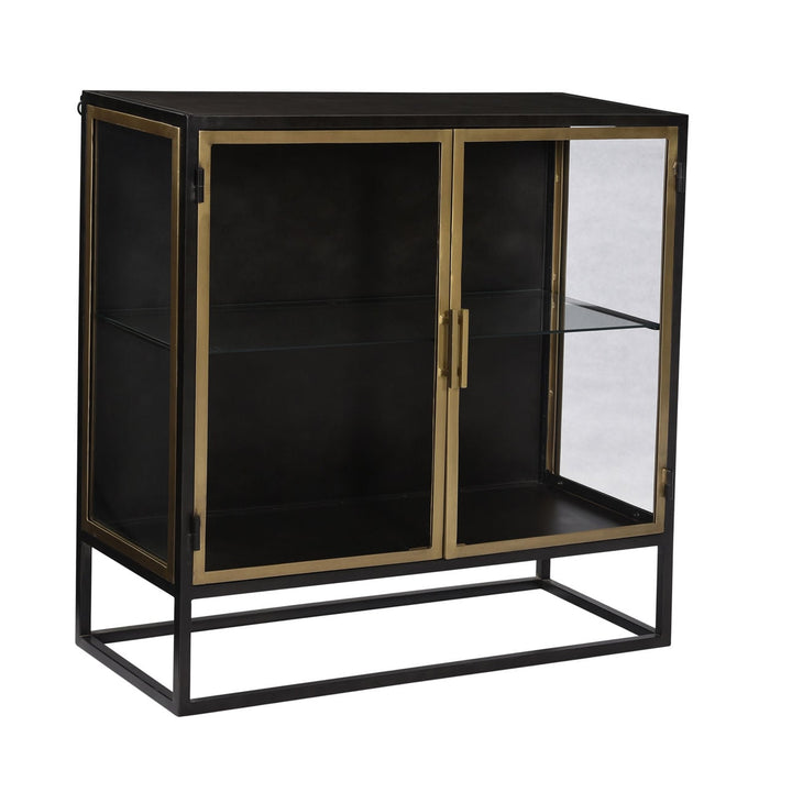 Stellan Gunmetal and Glass Sideboard, three-quarter studio view