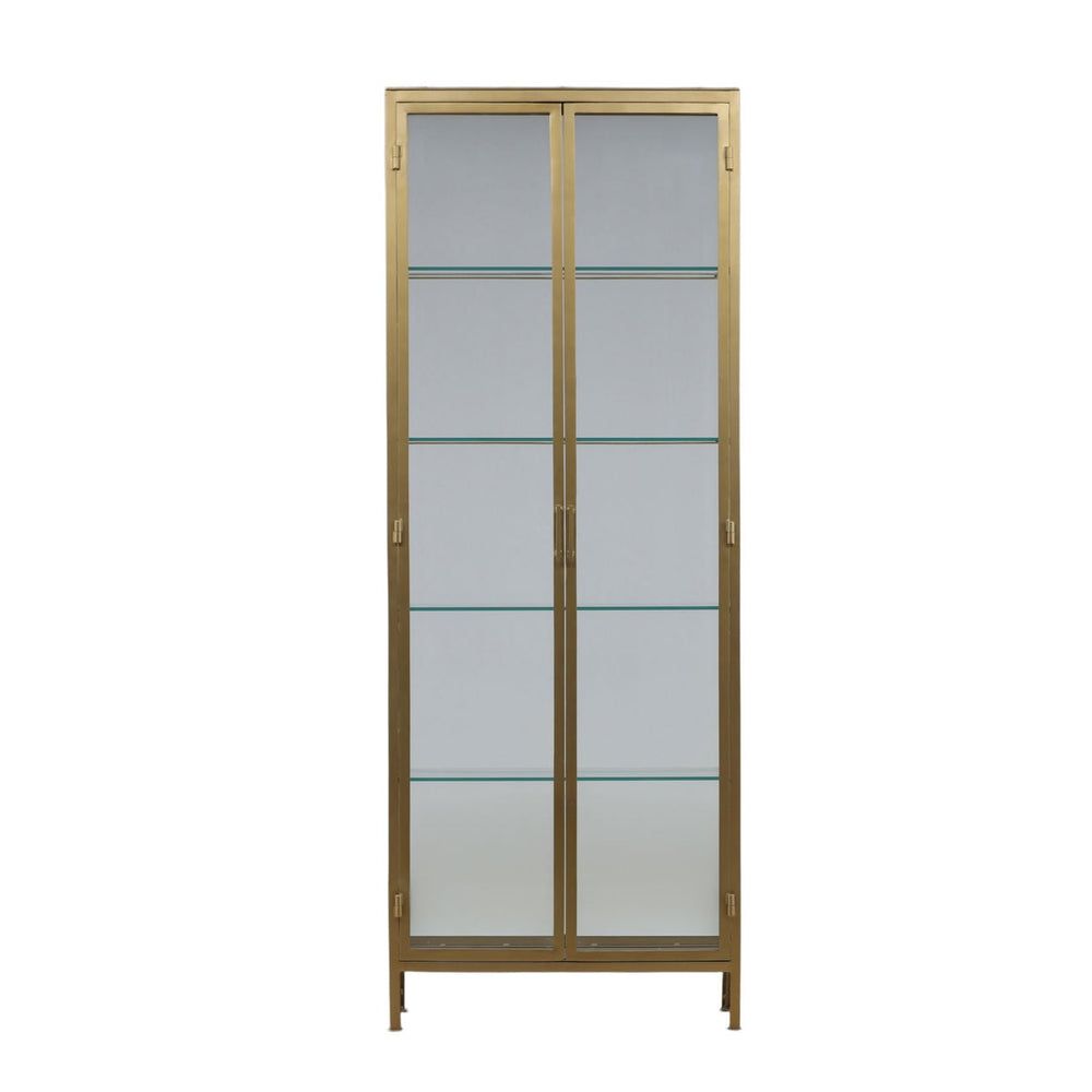 Arlen Brass Finish Glass Cabinet, front view