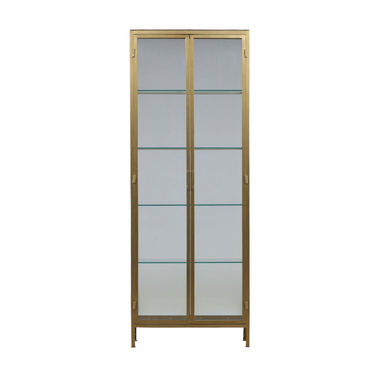 Arlen Brass Finish Glass Cabinet, front view
