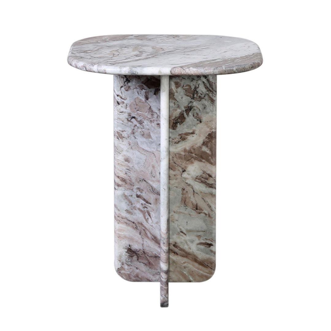 Caro Marble Side Table, front view