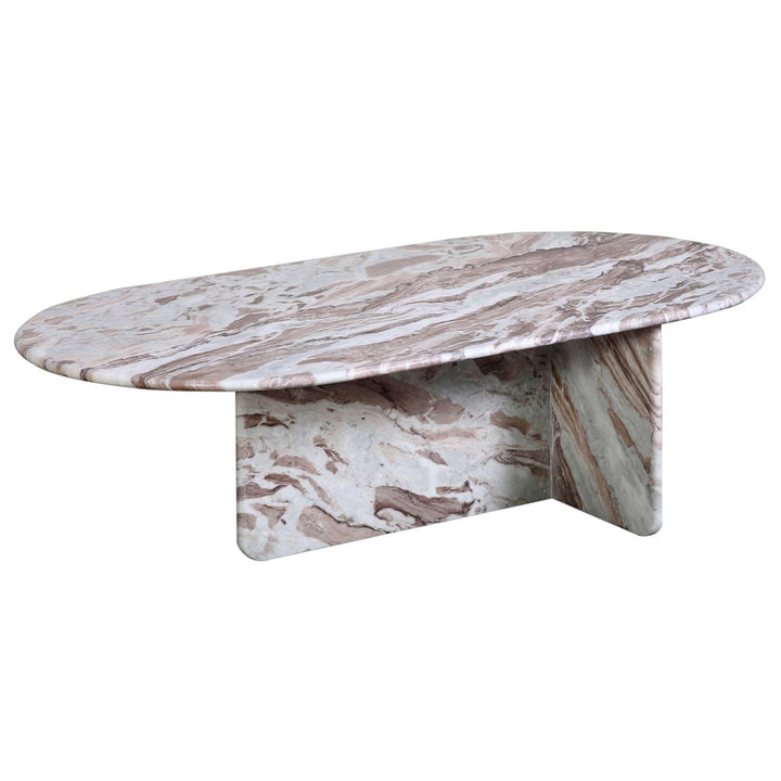 Caro Marble Coffee Table, three-quarter studio view