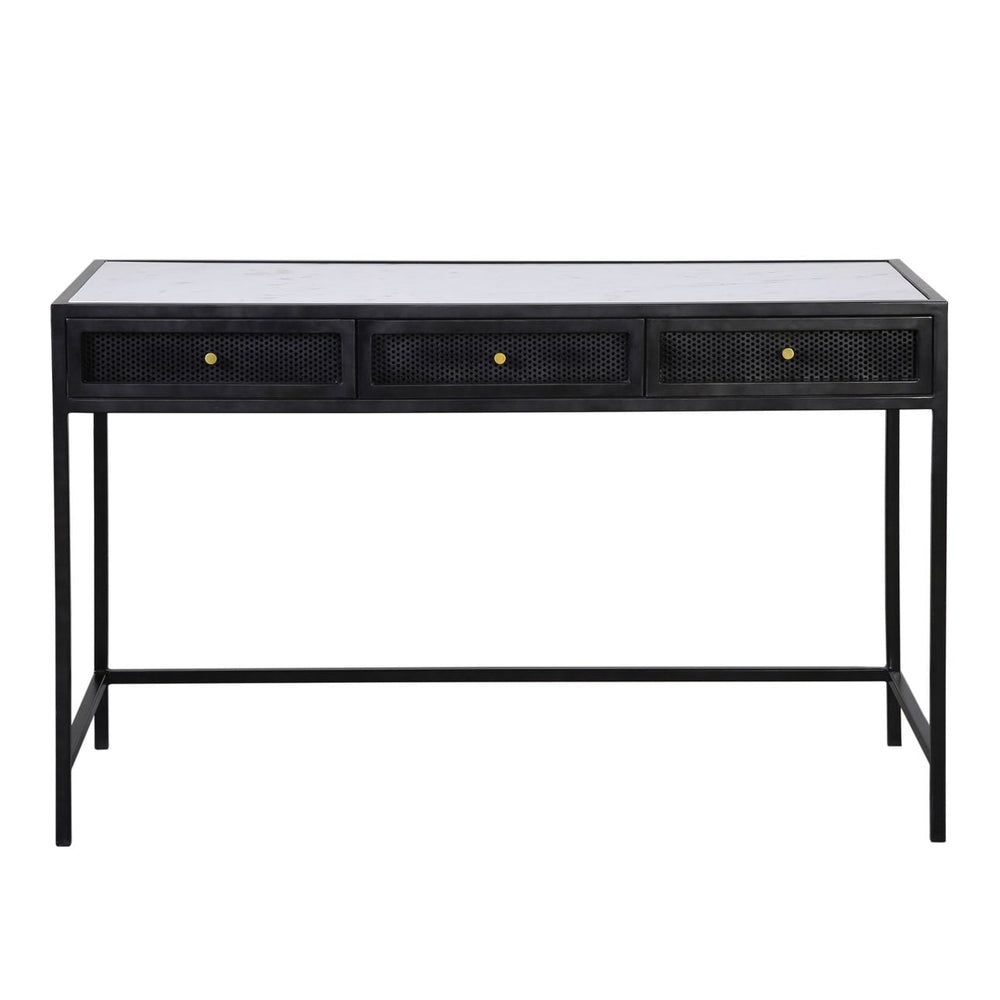Alena Marble Desk, White Marble, front view