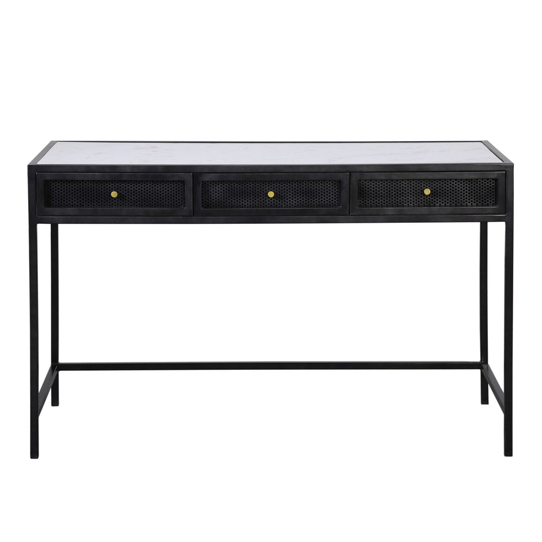 Alena Marble Desk, White Marble, front view