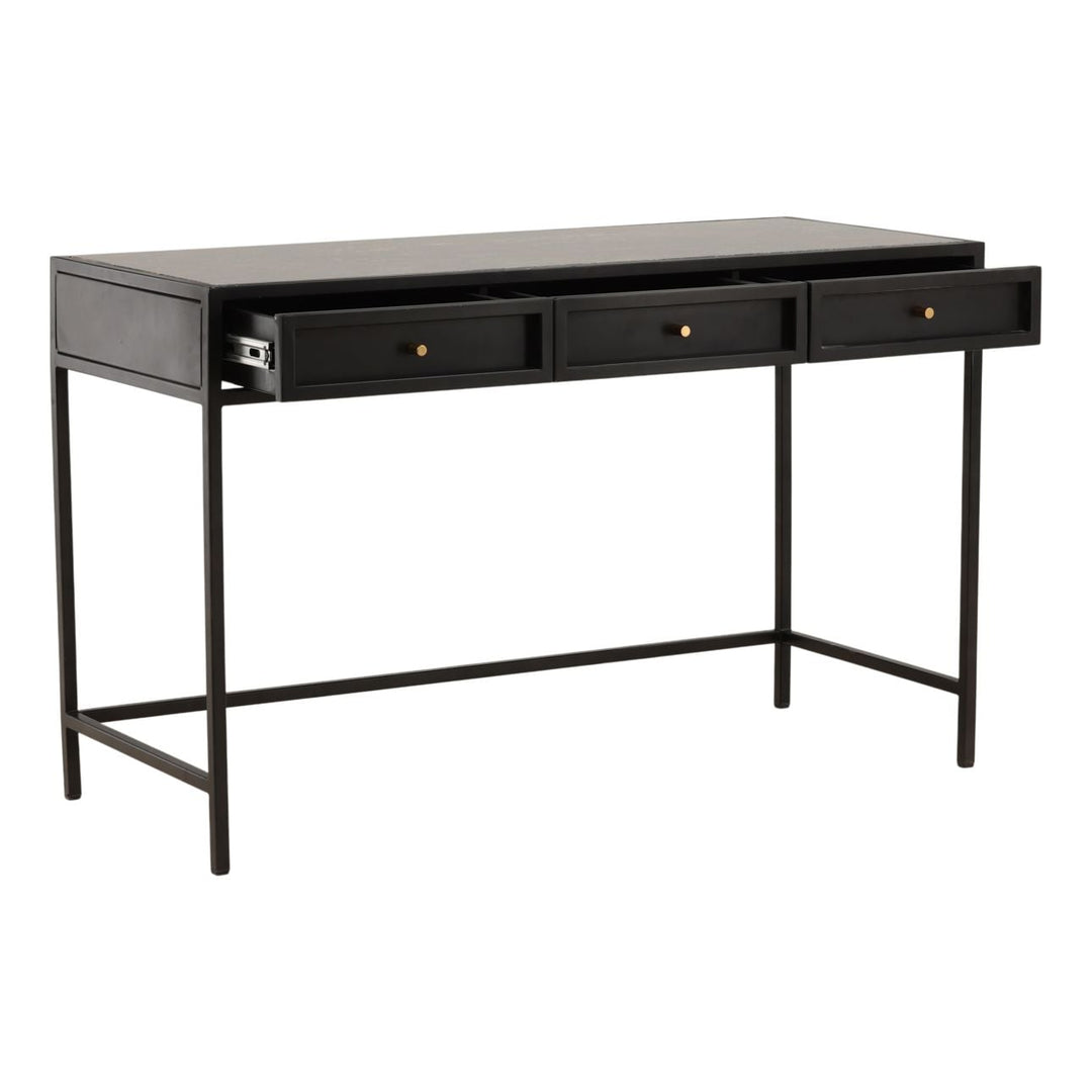 Alena Marble Desk, Brown and Green Marble, open door view
