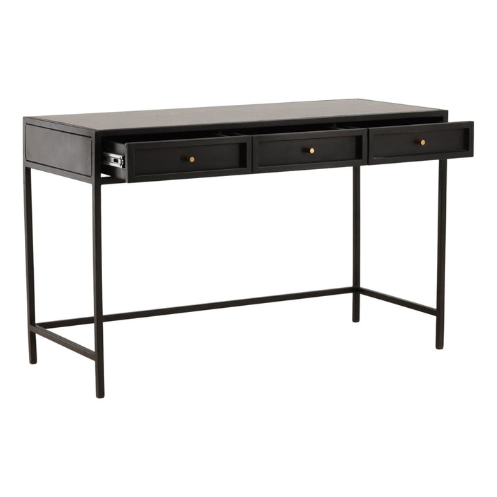 Alena Marble Desk, Brown and Green Marble, open door view
