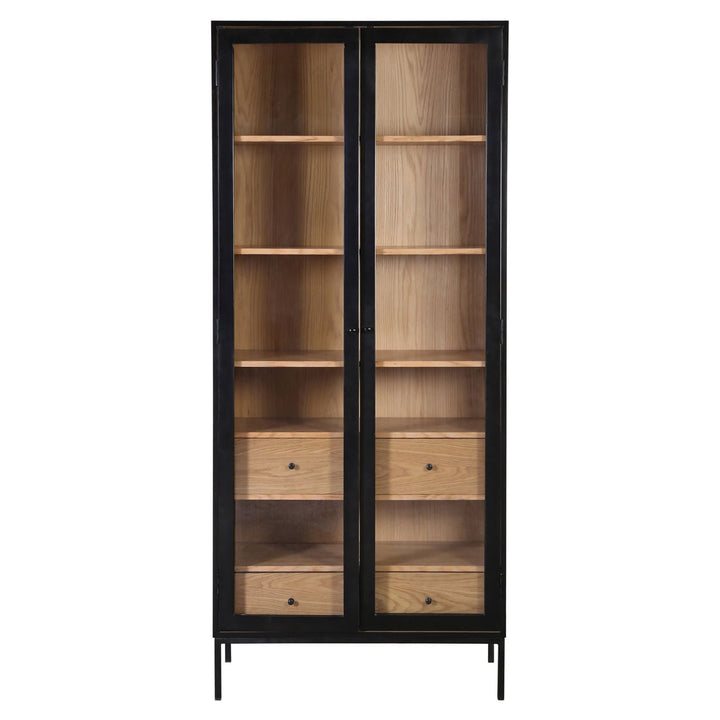 Eden Oak and Iron Storage Cabinet, front view