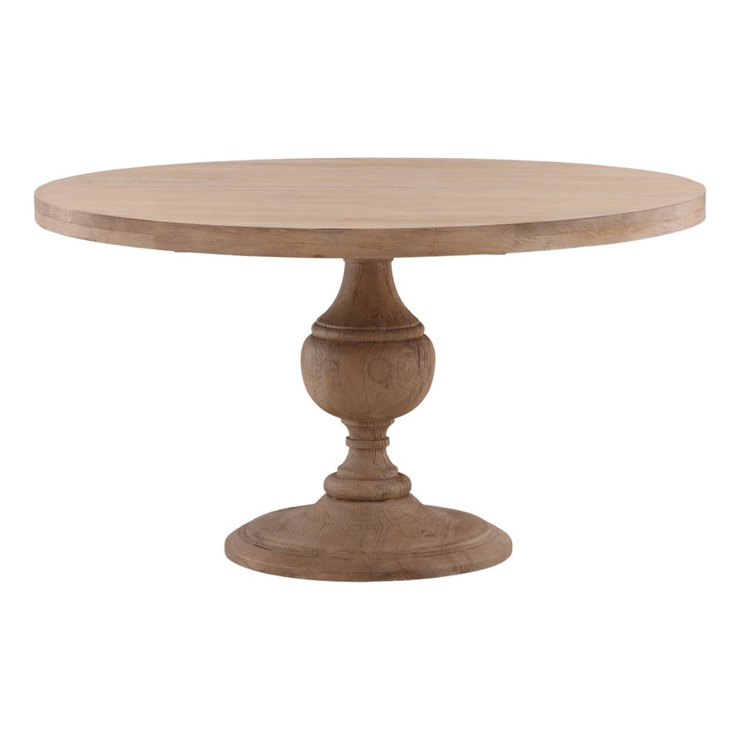 Bergen Natural Mango Wood Dining Table, three-quarter studio view