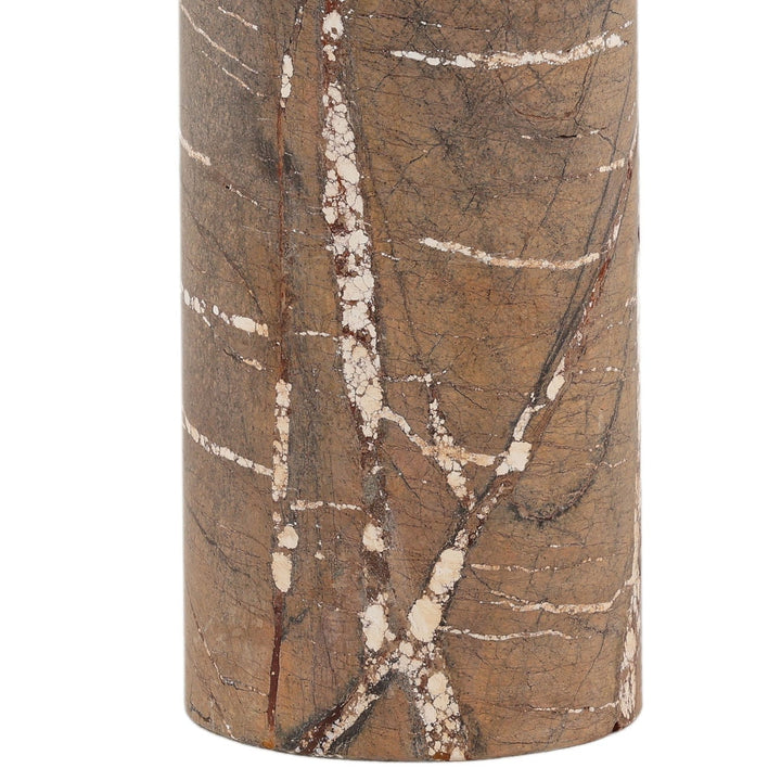 Sage Marble Base Side Table, Brown, detail 1 view
