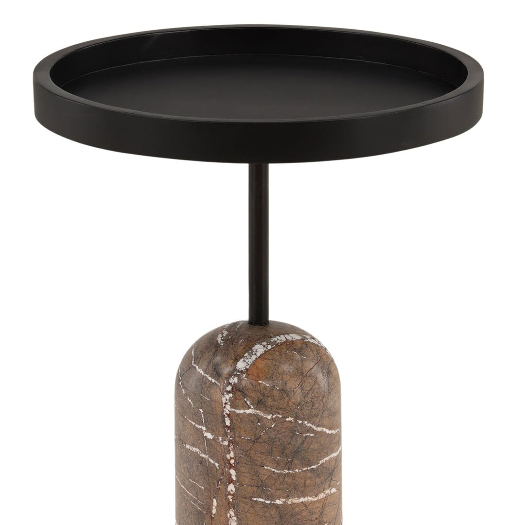 Sage Marble Base Side Table, Brown, detail 2 view