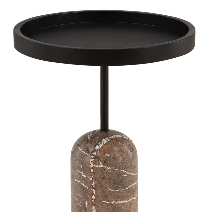 Sage Marble Base Side Table, Brown, detail 2 view