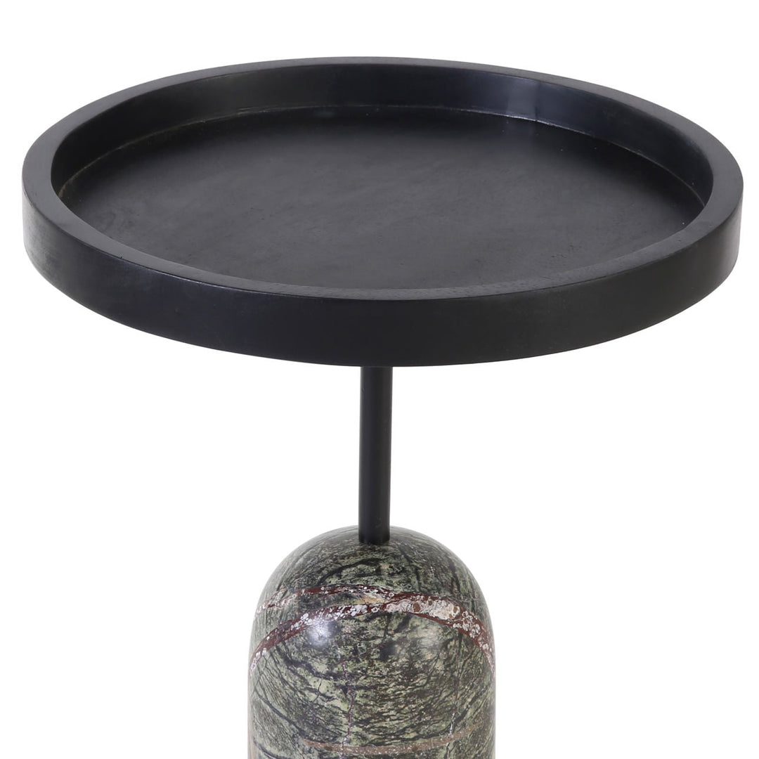 Sage Marble Base Side Table, Green, detail 2 view