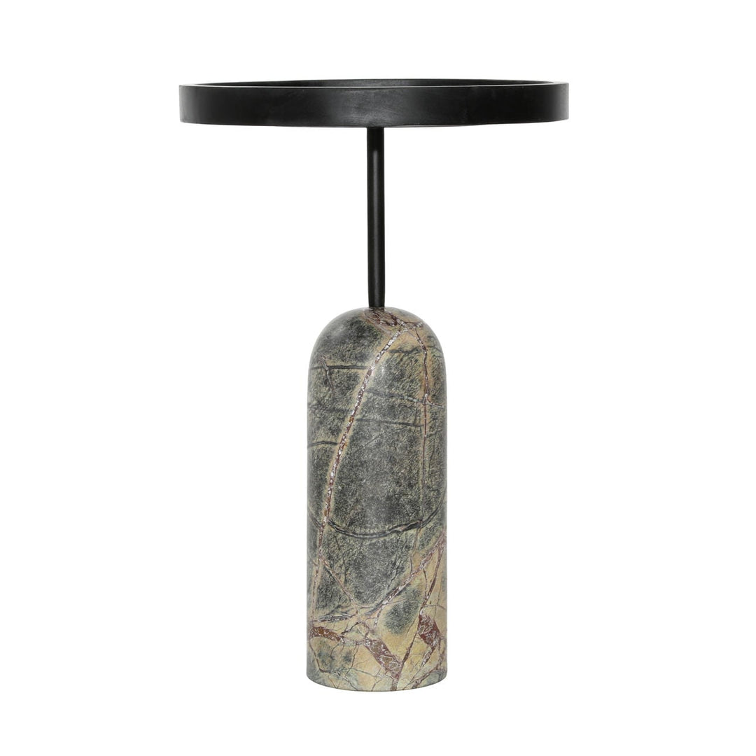 Sage Marble Base Side Table, Green, three-quarter studio view