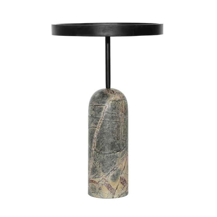 Sage Marble Base Side Table, Green, three-quarter studio view
