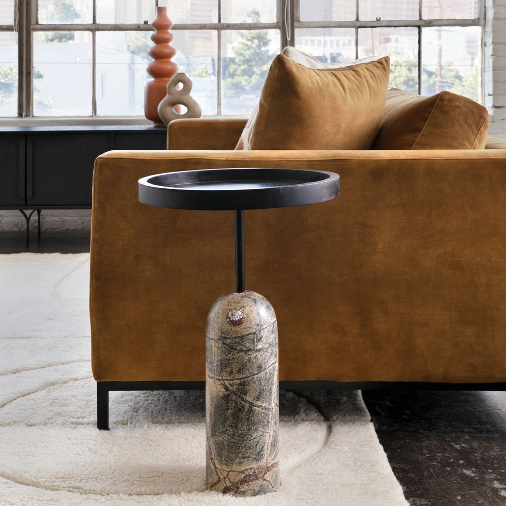 Sage Marble Base Side Table, Green, manufacturer lifestyle setting
